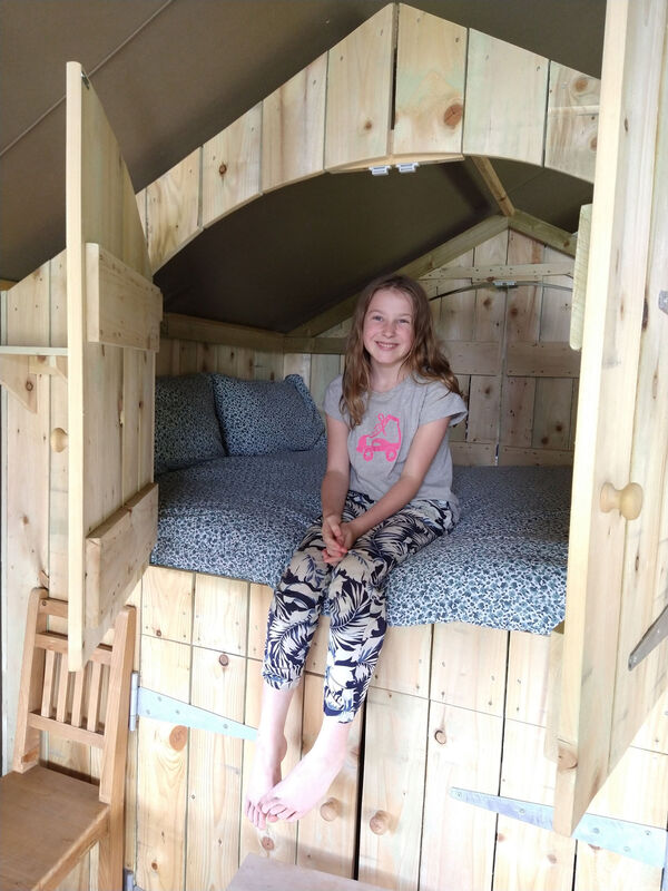 children's cupboard bed in safari tent