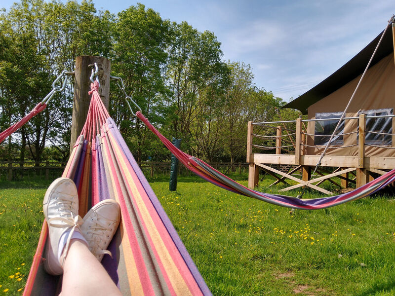 hammock glamping at Middle Stone Farm